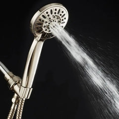 Luxury High Pressure Handheld Shower Head with 6 Settings and Extra-long Hose Brushed Nickel Finish