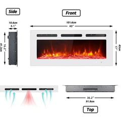 Electric Fireplace Inserts Freestanding Heater for The Living Room Floating Fireplace with 12 LED Colors with Logset