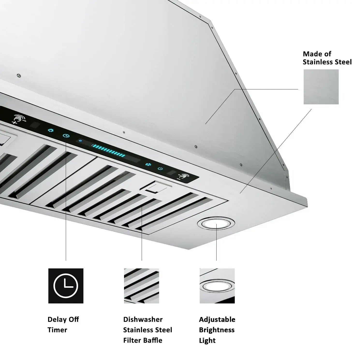 30 in. 900 CFM Ducted Insert with LED 4 Speed Gesture Sensing and 