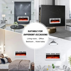 Electric Fireplace Inserts Freestanding Heater for The Living Room Floating Fireplace with 12 LED Colors with Logset