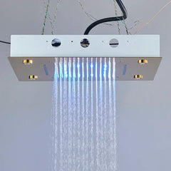 Luxury waterfall rains led light shower head 20"x14" built-in ceiling shower colorful bathroom showers