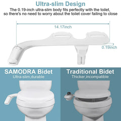 SAMODRA Ultra-Slim Bidet Attachment for Toilet - Dual Nozzle