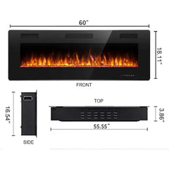 Antarctic Star 60 Inch Electric Fireplace in-Wall Recessed and Wall Mounted