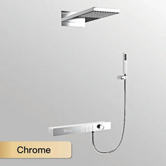 Luxury wall mounted shower system with hidden design LED display for dual control