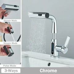 Digital Display Waterfall Stream 3 Way Faucet