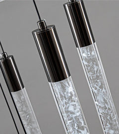 Integrated LED Multi Light Pendant with Crystal Cylinder Shades