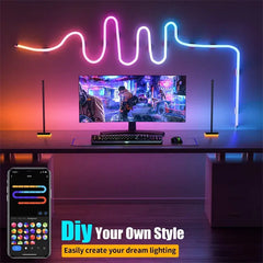 Neon LED Rope Strip Lights 12-24V 84LEDs/M Silicone with Music Sync RGBIC Dreamcolor Chasing Strip Tape for Room