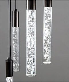 Integrated LED Multi Light Pendant with Crystal Cylinder Shades