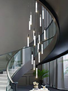 Integrated LED Multi Light Pendant with Crystal Cylinder Shades