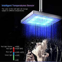 LED Shower Head 8 inch Square Rainfall Showerhead RGB/Multiple Colors Automatic Changing Rain Shower Head Bathroom Accessories