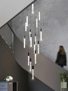 Integrated LED Multi Light Pendant with Crystal Cylinder Shades