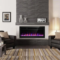 2024 50 Inch Electric Fireplace, Recessed and Wall Mounted Fireplace, with Timer, Remote Control, Adjustable Flame Color.