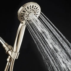 Luxury High Pressure Handheld Shower Head with 6 Settings and Extra-long Hose Brushed Nickel Finish