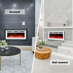 Electric Fireplace Inserts Freestanding Heater for The Living Room Floating Fireplace with 12 LED Colors with Logset