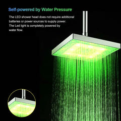 LED Shower Head 8 inch Square Rainfall Showerhead RGB/Multiple Colors Automatic Changing Rain Shower Head Bathroom Accessories