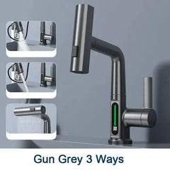 Digital Display Waterfall Stream 3 Way Faucet