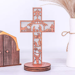 Church Cross Pendants Made Of Wood And Emitting Light