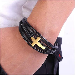 Cross Leather Bracelet