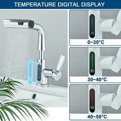 Digital Display Waterfall Stream 3 Way Faucet