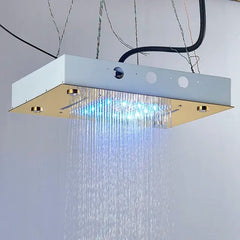 Luxury waterfall rains led light shower head 20"x14" built-in ceiling shower colorful bathroom showers