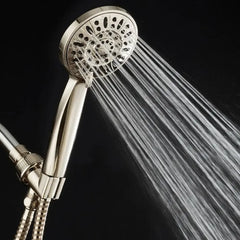 Luxury High Pressure Handheld Shower Head with 6 Settings and Extra-long Hose Brushed Nickel Finish