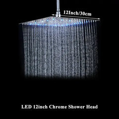 Chrome LED Light Bathroom Shower Head 16 inch Big Rainfall Shower Faucets Accessory Top Square Brass Ultra-thin Shower Head