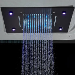 Luxury waterfall rains led light shower head 20"x14" built-in ceiling shower colorful bathroom showers