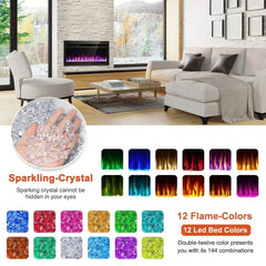 2024 50 Inch Electric Fireplace, Recessed and Wall Mounted Fireplace, with Timer, Remote Control, Adjustable Flame Color.